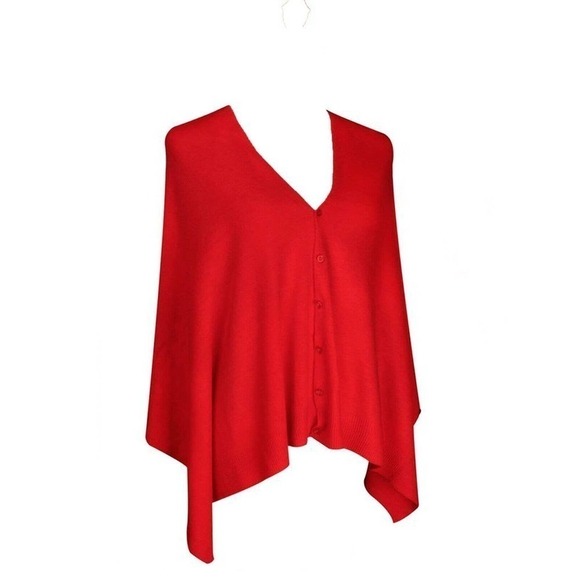 Red Scarf Shawl Shrug Button Up Style for Casual or Evening 60"x22" - Hey Viv - Picture 4 of 5
